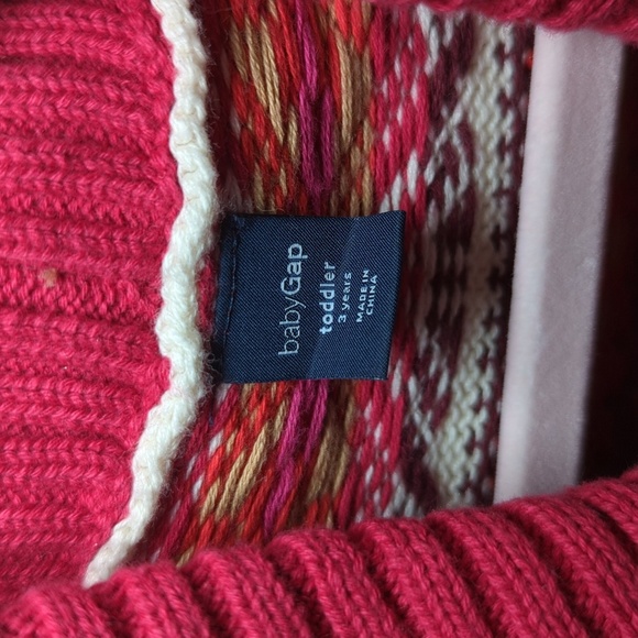 Baby Gap Pink Fair Isle Shawl Collar Cardigan 100% Cotton Girls Size 3T - Picture 2 of 5